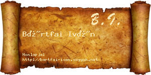 Bártfai Iván névjegykártya